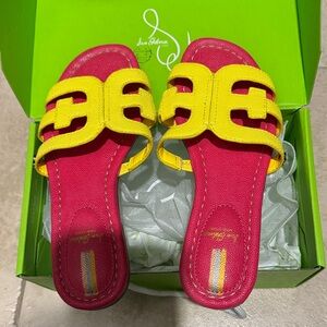 Sam Edelman Bold Red and Yellow Slides